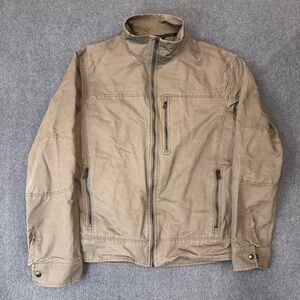 Kuhl Burr Lined Jacket Mens L Light BrownVintage Patina Dye Canvas Full Zip